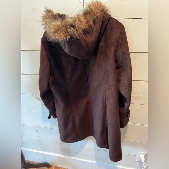 Johnson & Murphy Faux Fur Faux Suede Trimmed Women's Coat, size XL, see pics - Picture 2 of 15